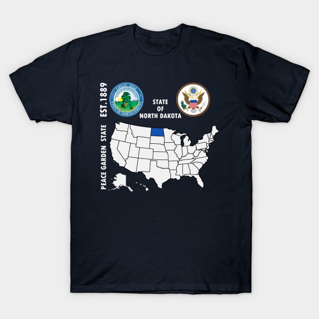 State of North Dakota T-Shirt by NTFGP